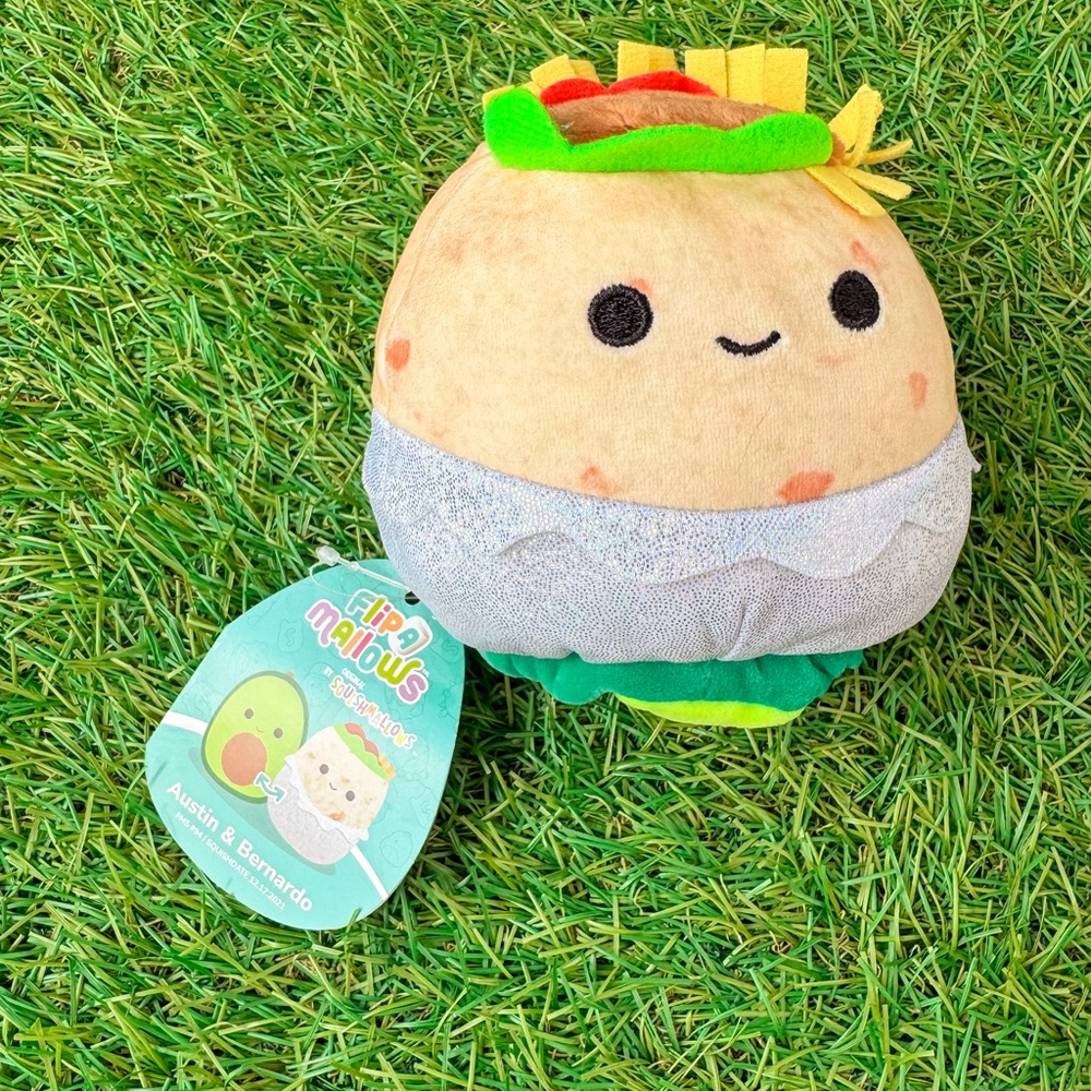 3/$15 Squishmallows Austin Avocado and Bernardo the Burrito Flip-a-Mallow Plush